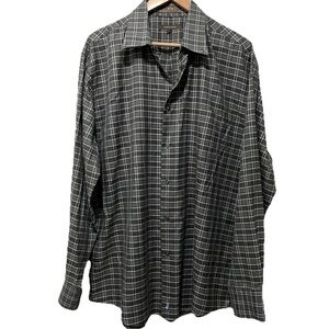 Nordstrom Men’s XL Green Plaid Short Sleeve Wrinkle-Free Button Up Shirt